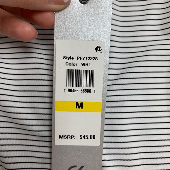 Calvin Klein T Shirt Womens Medium White Black Striped Performance Short Sleeve - Picture 9 of 14